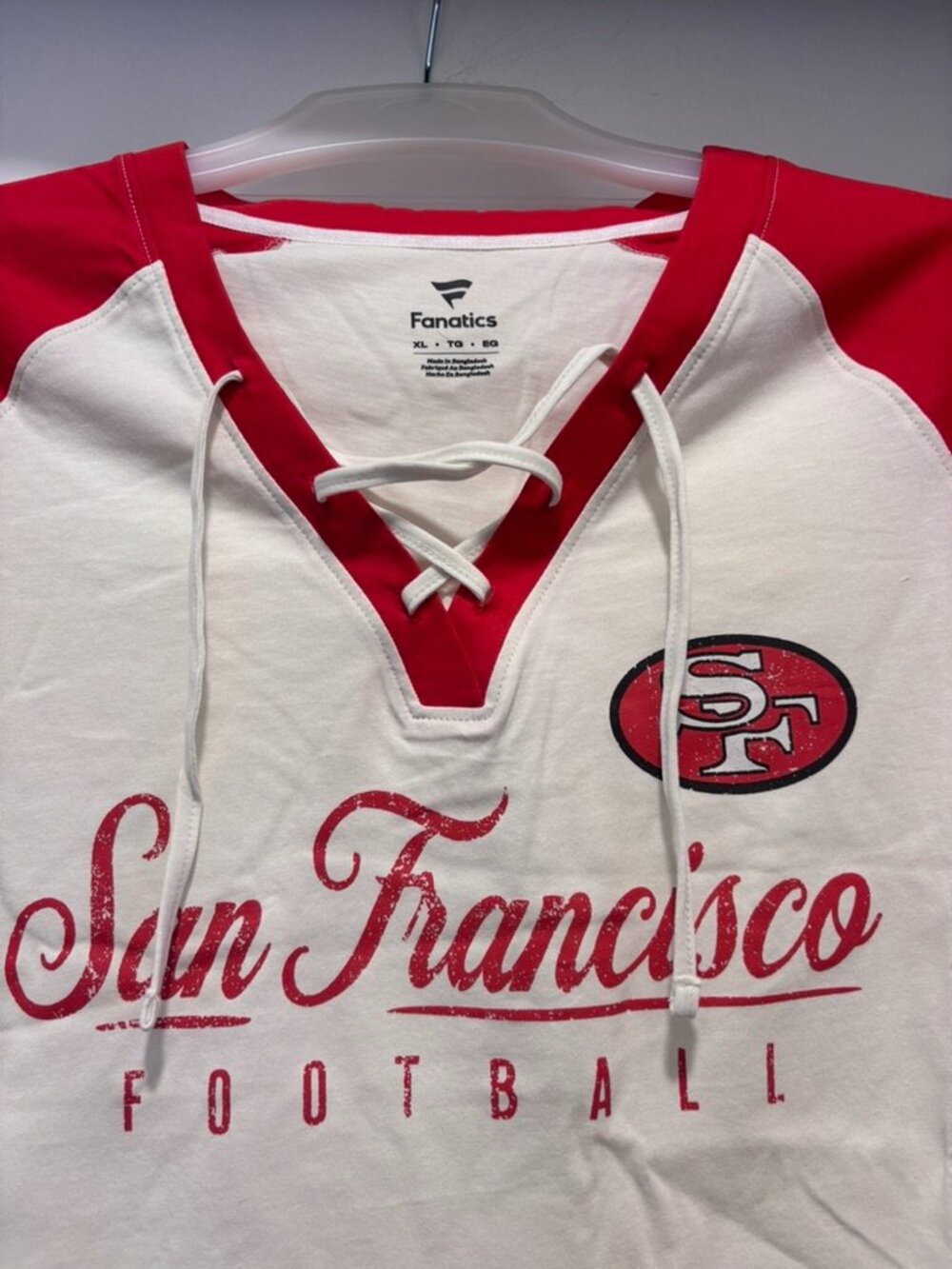 NWT Women's Fanatics Cream/Scarlet San Francisco 49ers Long Sleeve Top - Picture 4 of 10